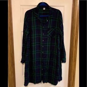 Button Down Plaid Shirt Dress